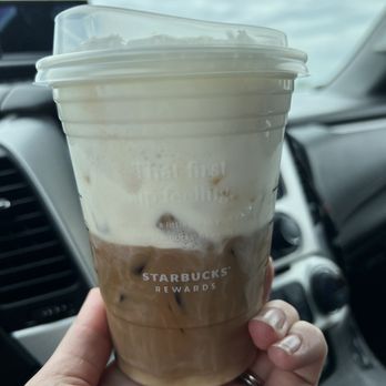 Starbucks - Iced doppio espresso with sweet cream cold foam - Coffee & Tea Near Me - Westbrook, Maine