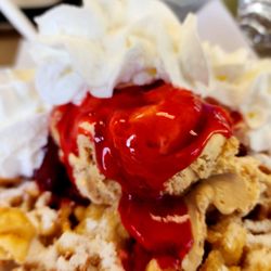 Ice Cream Station - Funnel cake with all the "wrong" toppings!