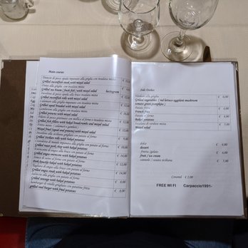 Trattoria Carpaccio - Menu at Trattoria Carpaccio - Seafood Near Me - Palermo, Pennsylvania