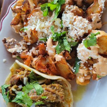Little Donkey - Homewood - Smashed potatoes and carnitas taco - Mexican Near Me - Birmingham, Alabama Little Donkey - Homewood - Smashed potatoes and carnitas taco - Mexican Near Me - Birmingham, Alabama