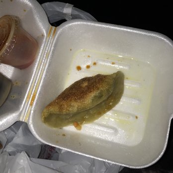 Beijing Dumpling House - I dug right in, but here's what's left of the veggie! - Bubble Tea Near Me - Jamaica, New York