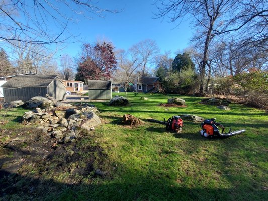 Leaf Cleanup/Removal - Here are some pictures from leaf cleanups we have done. We can remove leaves from the property or blow them in the woods when that's an option. Leaf Cleanup/Removal - Here are some pictures from leaf cleanups we have done. We can remove leaves from the property or blow them in the woods when that's an option.
