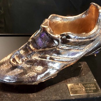 Camp Nou - Lionel Andres Messi Bota d'Or (Golden Shoe) from 2012-2013 on display at Camp Nou - Stadiums & Arenas Near Me - Barcelona, B
