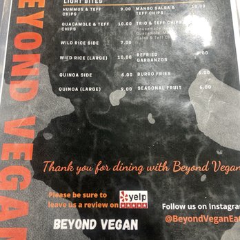Beyond Vegan Eats - Menu - Vegan Near Me - Los Angeles, California