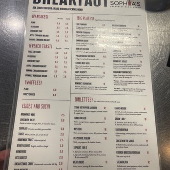 Sophia's Restaurant - Breakfast Menu - Breakfast & Brunch Near Me - Buffalo, New York