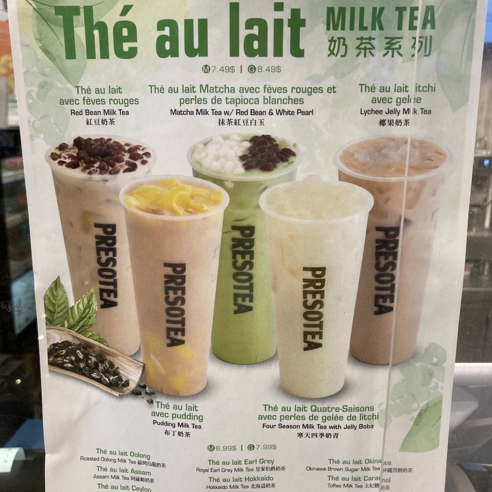 Presotea - Milk tea menus - Bubble Tea Near Me - Brossard, Quebec Presotea - Milk tea menus - Bubble Tea Near Me - Brossard, Quebec