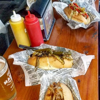 Link N Hops - Pork and cheese, wild boar and bacon, rattlesnake and jalapeño, and duck and bacon hotdogs. - Beer Bar Near Me - Los Angeles, California Link N Hops - Pork and cheese, wild boar and bacon, rattlesnake and jalapeño, and duck and bacon hotdogs. - Beer Bar Near Me - Los Angeles, California