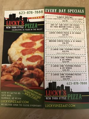 Menu photo 8 Lucky's Pizza Glendale, AZ