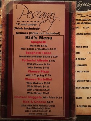 Menu photo 2 Pescaraz Italian Restaurant Amarillo, TX Menu photo 2 Pescaraz Italian Restaurant Amarillo, TX