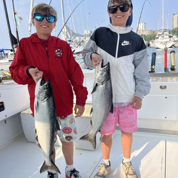 Leisure Time Charters - Twin brothers with their matching fish! - Tours Near Me - Milwaukee, Wisconsin