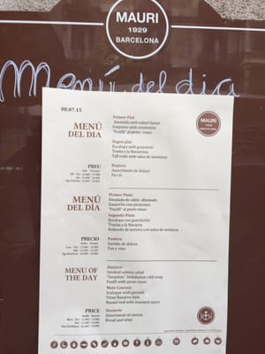 Menu photo 5 Mauri Barcelona, B Menu photo 5 Mauri Barcelona, B