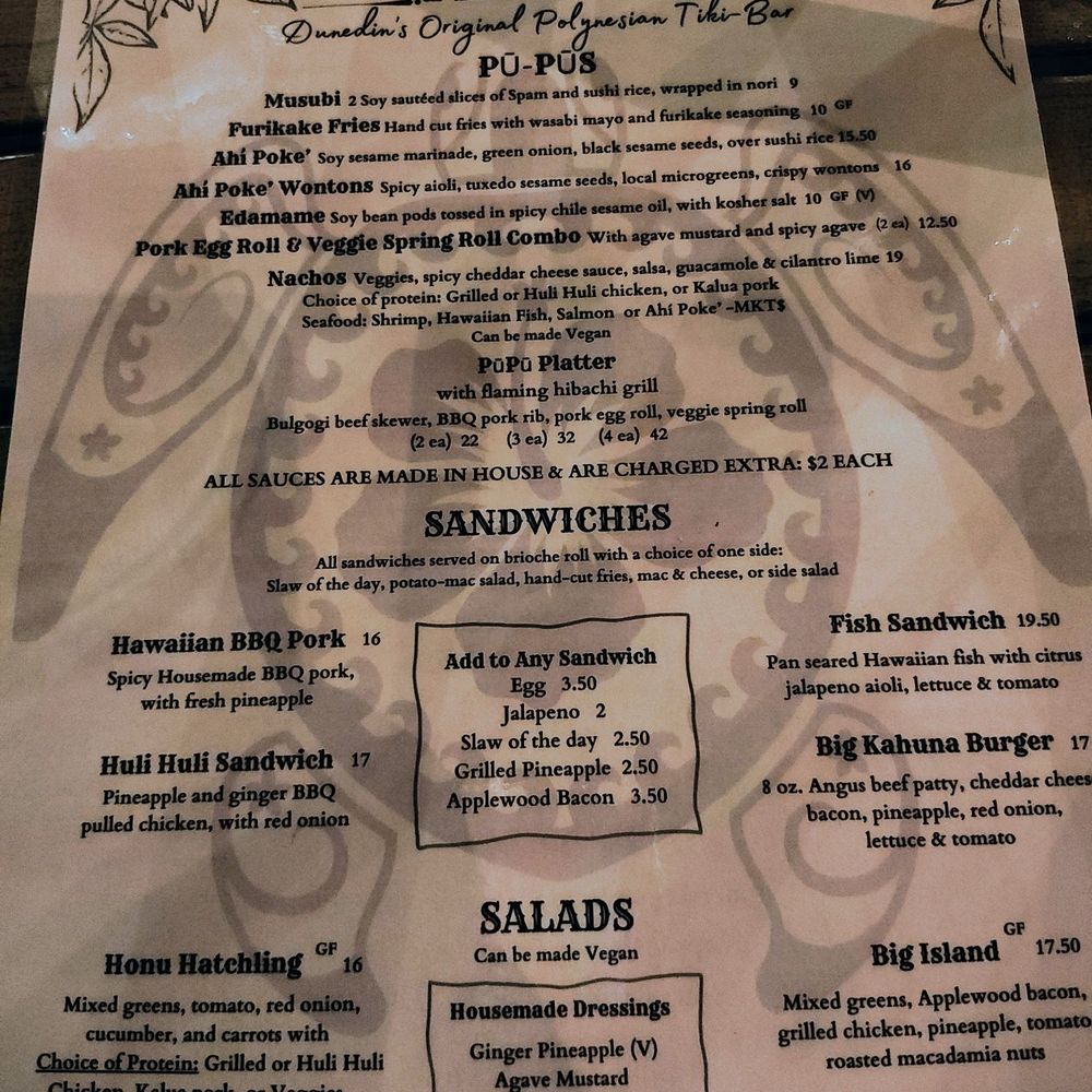 The Honu - Menu - Hawaiian Near Me - Dunedin, Florida The Honu - Menu - Hawaiian Near Me - Dunedin, Florida