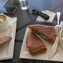 (left to right): Chicken Pot Pie w/ Lentil Soup and Caprese Panini w/ Potato Salad