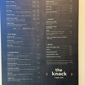 The Knack - Menu - Burgers Near Me - Hyannis, Massachusetts