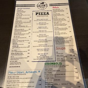 Galvin's - Menu, side 2 -- August 2026 - Pizza Near Me - Georgetown, Kentucky