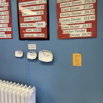 Whitesboro Fish Mkt - menus and prices on the wall - Seafood Markets Near Me - Whitesboro, New York