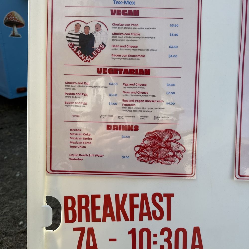 Carnaless - Vegan Tex Mex Breakfast menu 7:00-10:30 am Tuesday-Wednesday- Thursday. - Vegan Near Me - Austin, Texas Carnaless - Vegan Tex Mex Breakfast menu 7:00-10:30 am Tuesday-Wednesday- Thursday. - Vegan Near Me - Austin, Texas