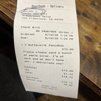 Fairmount Restaurant - My note with request:) - Breakfast & Brunch Near Me - Port Angeles, Washington