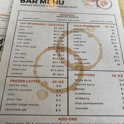 Amami Kitchen & Espresso Bar - Menu
