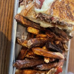 Pulled pork sandwich on sourdough. Pulled pork sandwich on sourdough.
