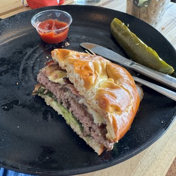 Root Down DIA - Beef burger (forgot to take a pic of the burger before my husband dug in) - New American Near Me - Denver, Colorado Root Down DIA - Beef burger (forgot to take a pic of the burger before my husband dug in) - New American Near Me - Denver, Colorado