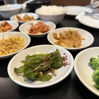 Stone Korean Restaurant - Complimentary Side Dishes for HOT POT BI-BIM-BAP. - Barbeque Near Me - Bellevue, Washington Stone Korean Restaurant - Complimentary Side Dishes for HOT POT BI-BIM-BAP. - Barbeque Near Me - Bellevue, Washington