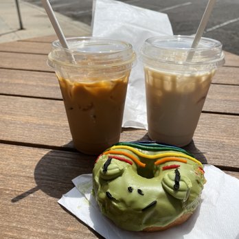 Strange Matter Coffee - NOLA iced coffee & iced Chai Latte, both with whole milk & a Gay Frog donut - Coffee & Tea Near Me - Lansing, Michigan Strange Matter Coffee - NOLA iced coffee & iced Chai Latte, both with whole milk & a Gay Frog donut - Coffee & Tea Near Me - Lansing, Michigan