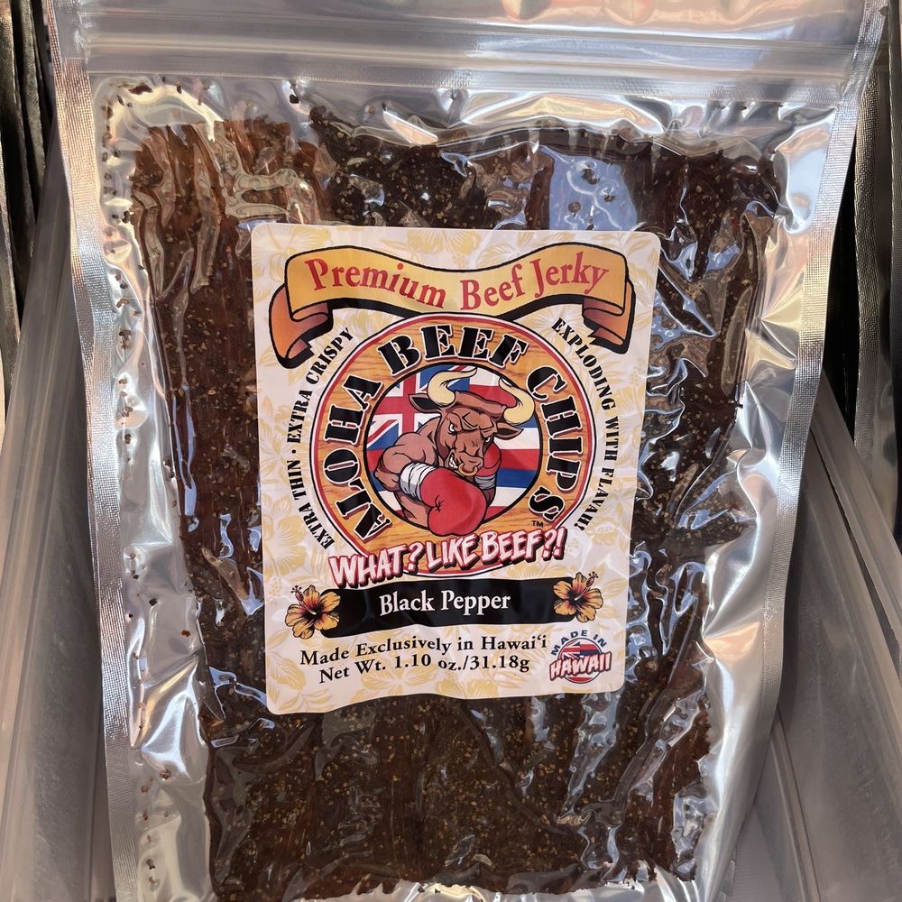 Aloha Beef Chips - Waipahu - Black Pepper beef chips - Specialty Food Near Me - Kapolei, Hawaii Aloha Beef Chips - Waipahu - Black Pepper beef chips - Specialty Food Near Me - Kapolei, Hawaii