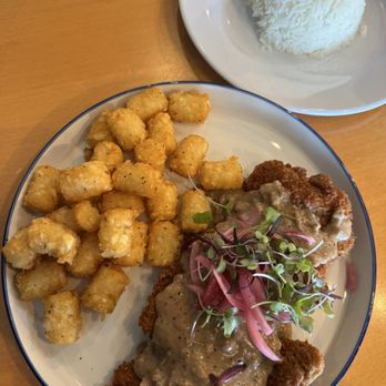 District 36 Diner - Five-Spice Chicken Fried Steak - $18.99 (sub white rice instead of eggs) - American Near Me - Fountain Valley, California