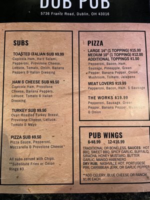 Menu photo 1 The Dub Pub Dublin, OH