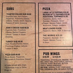 The Dub Pub - The menu because I couldn't find it when I was looking