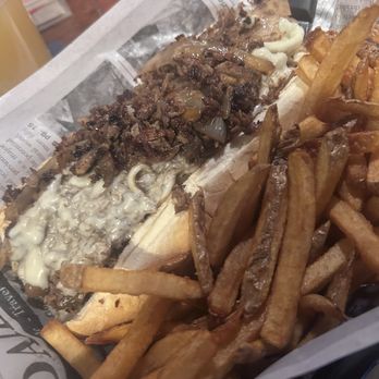 Mickey Malone's Tavern - Hearty Steak and Cheese sub. Extremely GOOD!!! - Sports Bars Near Me - Brockton, Massachusetts