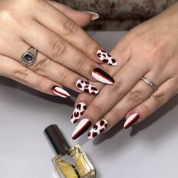 Nails By Linda - Cruella Deville acrylic Halloween nails