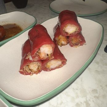 Tim Ho Wan - 19. Crispy Shrimp Red Rice Rolls with Roselle Sauce - Dim Sum Near Me - Irvine, California Tim Ho Wan - 19. Crispy Shrimp Red Rice Rolls with Roselle Sauce - Dim Sum Near Me - Irvine, California