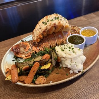 Alley - 16oz Lobster Tail with veggies and mashed potatoes. - Steakhouses Near Me - Los Angeles, California Alley - 16oz Lobster Tail with veggies and mashed potatoes. - Steakhouses Near Me - Los Angeles, California