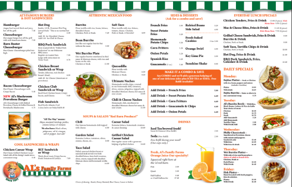 Menu photo 2 Al's Red Barn Grill Fort Pierce, FL