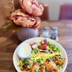 Mediterranean Kebob Station - Chicken bowl- lunch special.