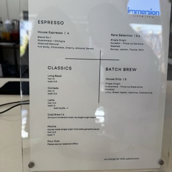 Immersion - Menu - Coffee & Tea Near Me - San Diego, California