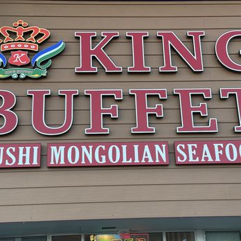 King Buffet - Look for the sign near harbor freight - Exterior sign for King Buffet restaurant displaying large text and a logo, indicating offerings like sushi, Mongolian dishes, and seafood. - Mongolian Near Me - Aurora, Colorado