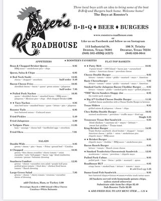 Menu photo 2 Rooster's Roadhouse Decatur, TX Menu photo 2 Rooster's Roadhouse Decatur, TX