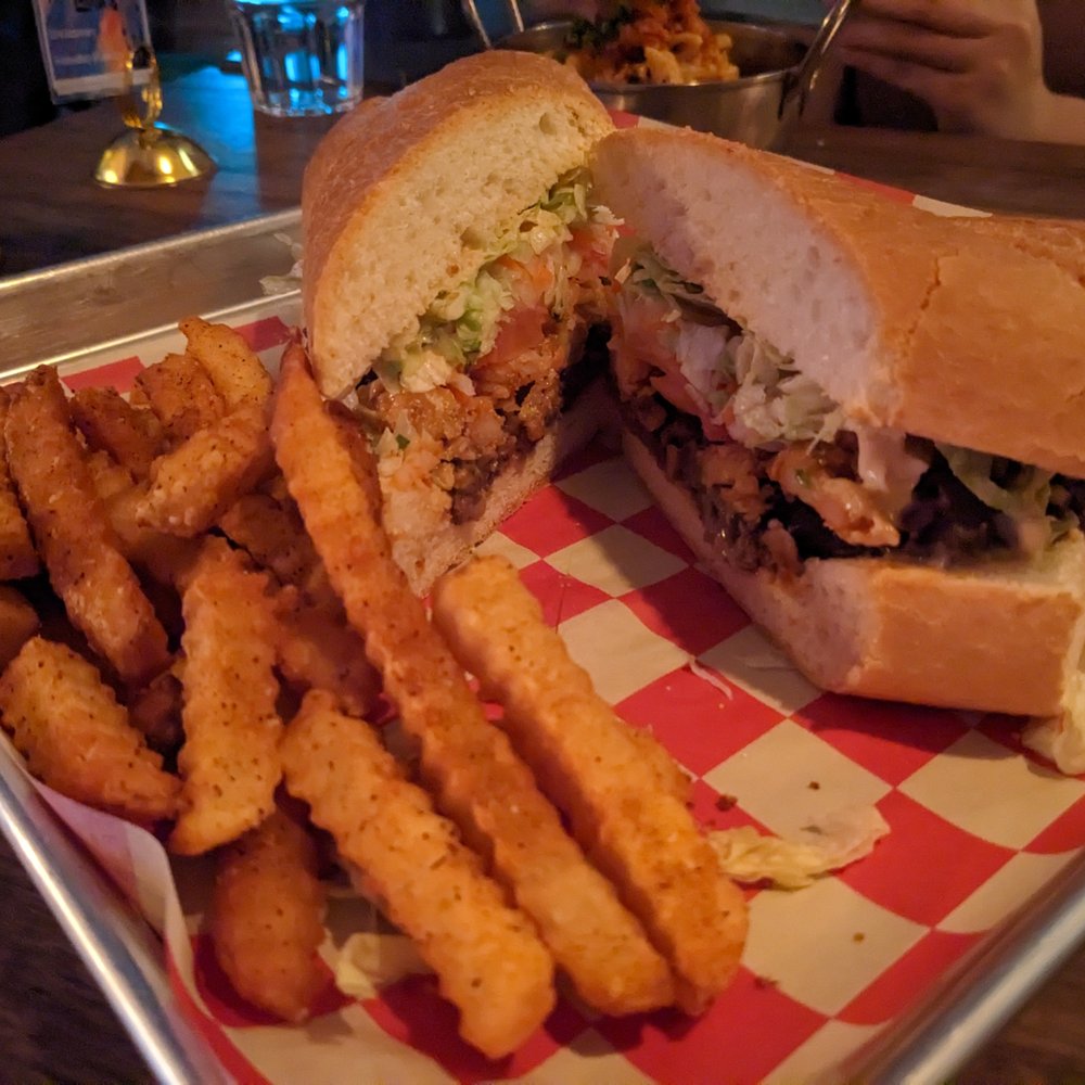 Surf n Turf poboy: you get the best of both worlds, bulgogi steak AND shrimp