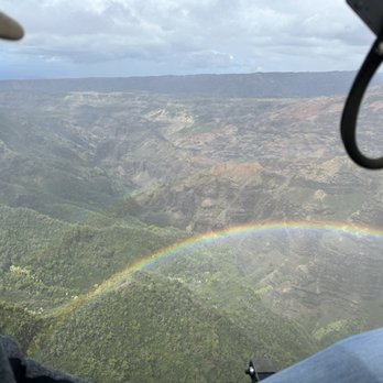 Jack Harter Helicopters - Rainbow with the drizzling rain - Aerial Tours Near Me - Lihue, Hawaii