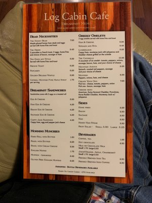 Menu photo 2 Log Cabin Cafe Purling, NY