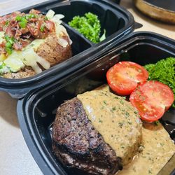 Novice Grille - Filet au poivre with loaded baked potato