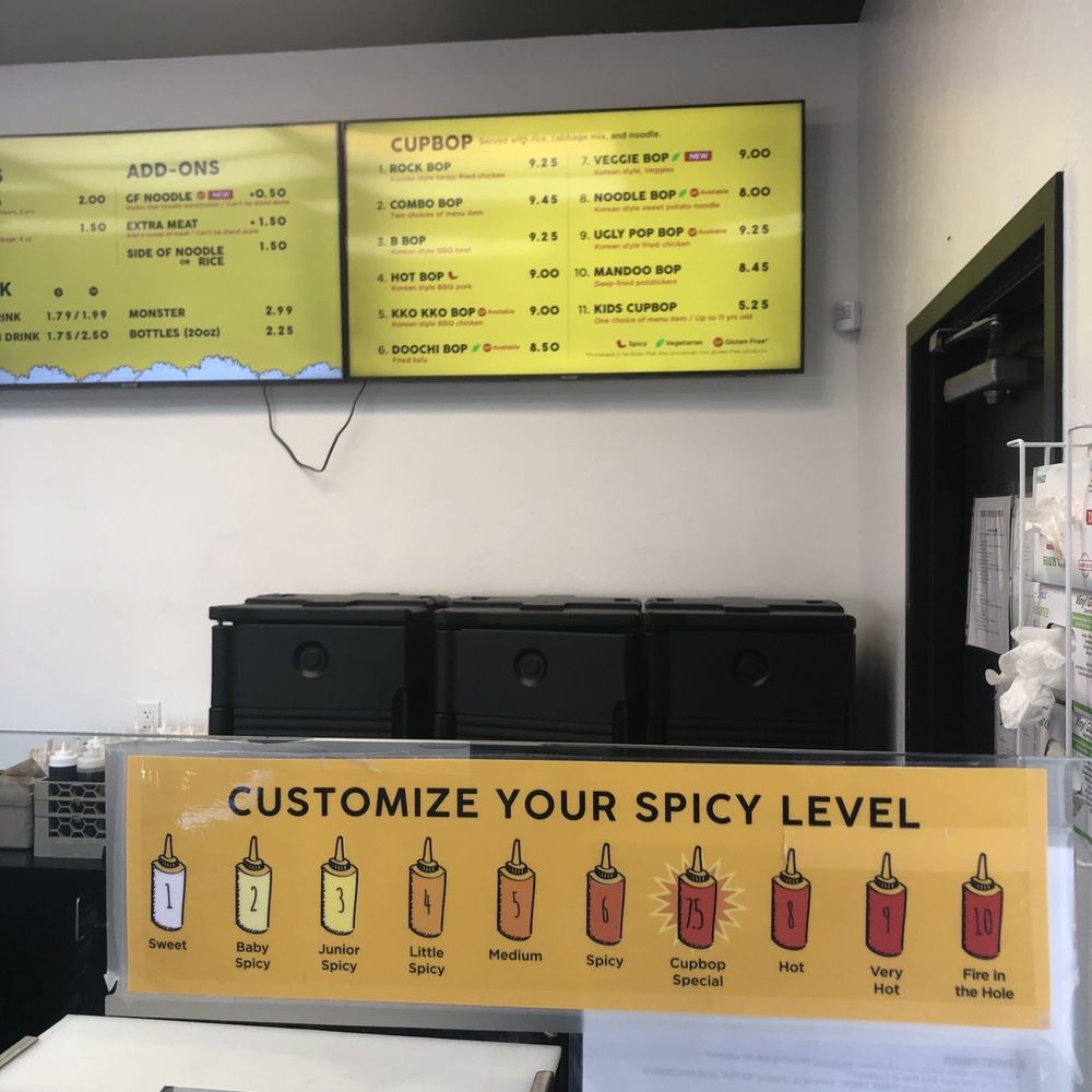 Cupbop - Korean BBQ - Hot sauces meter - Korean Near Me - Twin Falls, Idaho Cupbop - Korean BBQ - Hot sauces meter - Korean Near Me - Twin Falls, Idaho