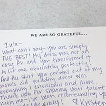 Victoria Alterations - Thank you letter from happy bride (one of many) - Sewing & Alterations Near Me - Orange Park, Florida Victoria Alterations - Thank you letter from happy bride (one of many) - Sewing & Alterations Near Me - Orange Park, Florida