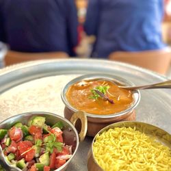 Curryosity - Nirvana Curry, Kachumber, Rice