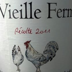 Poplar Pike Wine and Liquors - The chicken wine. Great explanation of la vielle ferme wines upon the store's display.
