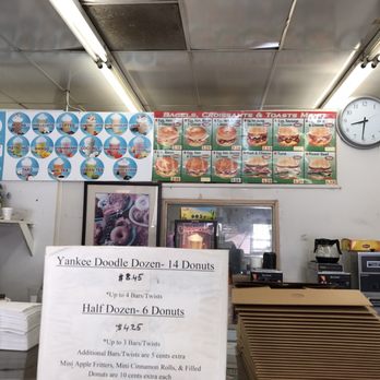 Yankee Doodle Donuts - a menu and a clock - Donuts Near Me - Hemet, California