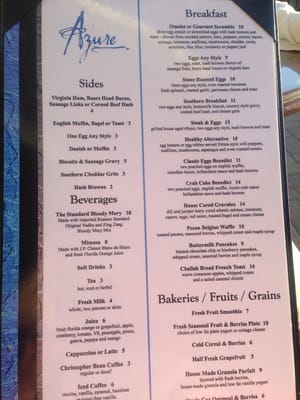 Menu photo 6 Azure Oceanfront Dining Daytona Beach Shores, FL